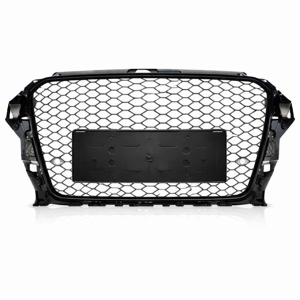 Car Craft Compatible With Audi A3 2014-2016 Upgraded Front Bumper Show Grill Rs3 S3 Rs Sport Style Black Frame Black Mesh No Logo A3-008 Gc - CAR CRAFT INDIA