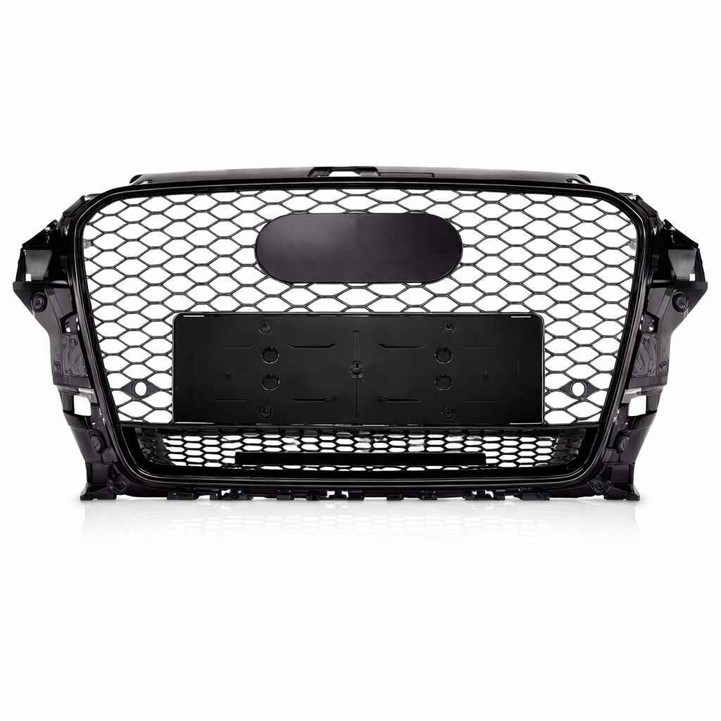 Car Craft Compatible With Audi A3 2014-2016 Upgraded Front Bumper Show Grill Rs3 S3 Rs Sport Style Black Frame Black Mesh All Logo Black Quattro A3-005 Gc - CAR CRAFT INDIA