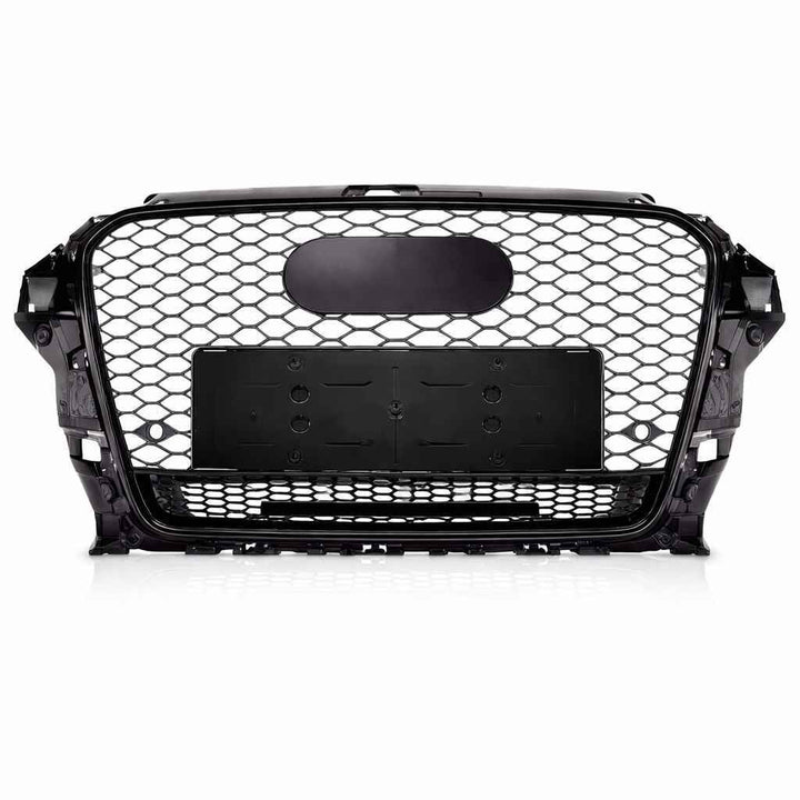 Car Craft Compatible With Audi A3 2014-2016 Upgraded Front Bumper Show Grill Rs3 S3 Rs Sport Style Black Frame Black Mesh All Logo Black Quattro A3-005 Gc - CAR CRAFT INDIA