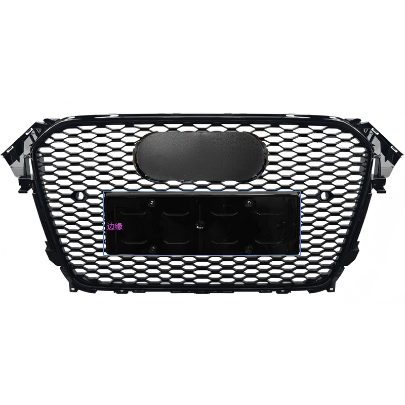 Car Craft Compatible With Audi A4 B8.5 2013-2016 Upgraded Front Bumper Show Grill Rs4 S4 Rs Sport Style Black Frame Black Mesh All Logo Silver License Plate Eu Version A4-010 Gc