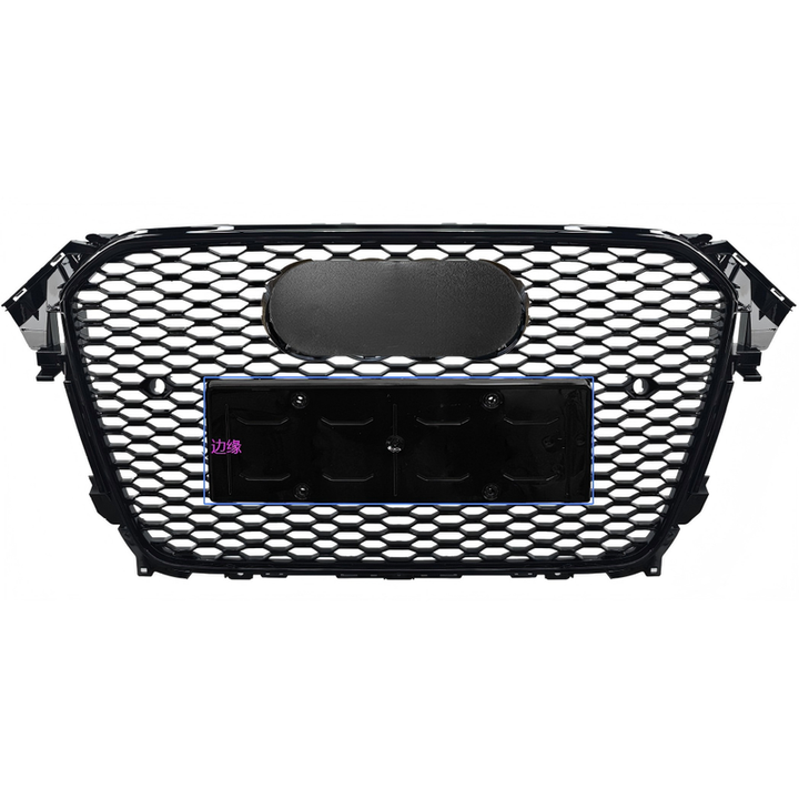 Car Craft Compatible With Audi A4 B8.5 2013-2016 Upgraded Front Bumper Show Grill Rs4 S4 Rs Sport Style Black Frame Black Mesh All Logo Silver License Plate Eu Version A4-010 Gc