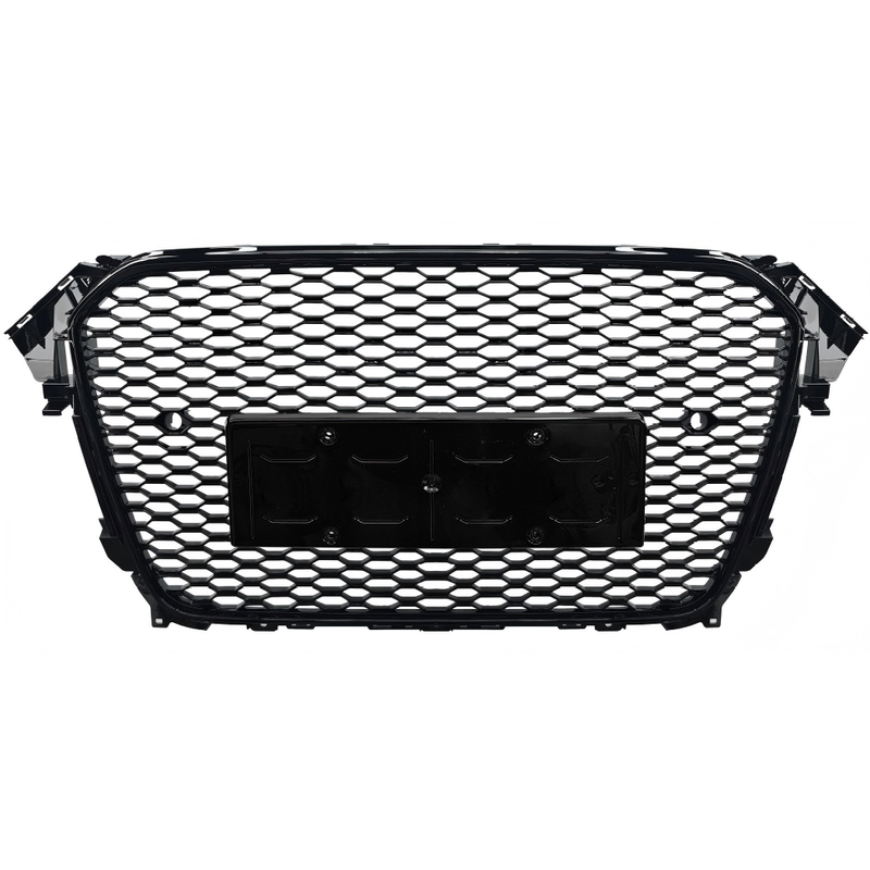 Car Craft Compatible With Audi A4 B8.5 2013-2016 Upgraded Front Bumper Show Grill Rs4 S4 Rs Sport Style Black Frame Black Mesh All Logo Silver License Plate Eu Version Nlg A4-014 Gc