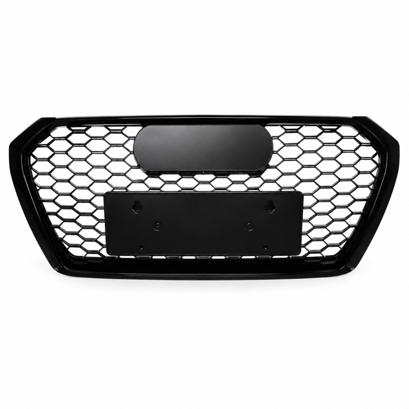 Car Craft Compatible With Audi A4 B9 2017-2020 Upgraded Front Bumper Show Grill Rs4 S4 Rs Sport Style Black Frame Black Mesh All Logo Silver License Plate Eu Version A4-018 Gc