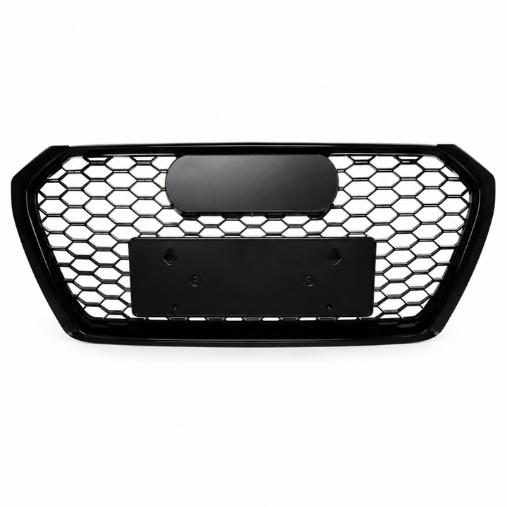 Car Craft Compatible With Audi A4 B9 2017-2020 Upgraded Front Bumper Show Grill Rs4 S4 Rs Sport Style Black Frame Black Mesh All Logo Silver License Plate Eu Version A4-018 Gc