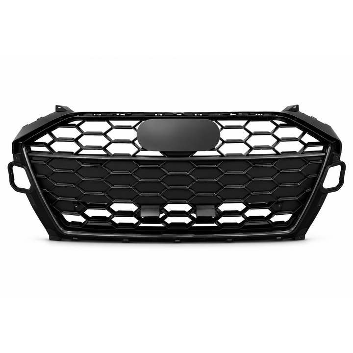 Car Craft Compatible With Audi A4 B9.5 2021+ Upgraded Front Bumper Show Grill Rs4 S4 Rs Sport Style Black Frame Black Mesh All Logo Silver License Plate Eu Version A4-036 Gc CC-10835