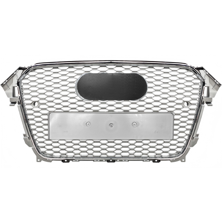 Car Craft Compatible With Audi A4 B8.5 2013-2016 Upgraded Front Bumper Show Grill Rs4 S4 Rs Sport Style Silver Frame Silver Mesh All Logo Silver License Plate Eu Version A4-061 Gc