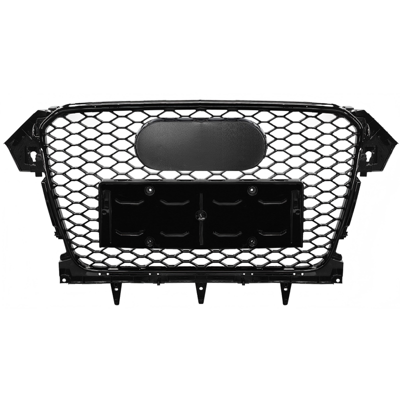 Car Craft Compatible With Audi A4 B8.5 2013-2016 Upgraded Front Bumper Show Grill Rs4 S4 Rs Sport Style Black Frame Black Mesh All Logo Silver License Plate Eu Version All Road Usa A4-066 Gc