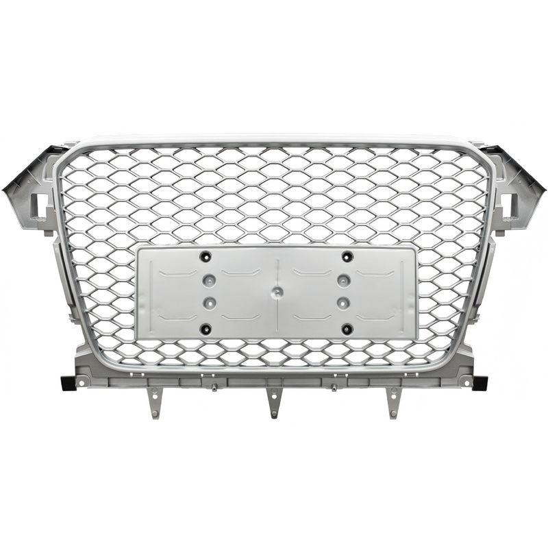 Car Craft Compatible With Audi A4 B8.5 2013-2016 Upgraded Front Bumper Show Grill Rs4 S4 Rs Sport Style Silver Frame Silver Mesh No Logo License Plate Eu Version Nlg All Road Usa A4-069 Gc