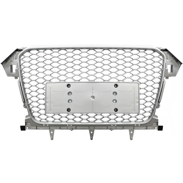 Car Craft Compatible With Audi A4 B8.5 2013-2016 Upgraded Front Bumper Show Grill Rs4 S4 Rs Sport Style Silver Frame Silver Mesh No Logo License Plate Eu Version Nlg All Road Usa A4-069 Gc