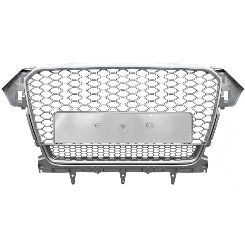 Car Craft Compatible With Audi A4 B8.5 2013-2016 Upgraded Front Bumper Show Grill Rs4 S4 Rs Sport Style Silver Frame Silver Mesh No Logo License Plate Eu Version Nlg Qt All Road Usa A4-071 Gc