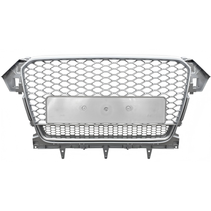 Car Craft Compatible With Audi A4 B8.5 2013-2016 Upgraded Front Bumper Show Grill Rs4 S4 Rs Sport Style Silver Frame Silver Mesh No Logo License Plate Eu Version Nlg Qt All Road Usa A4-071 Gc