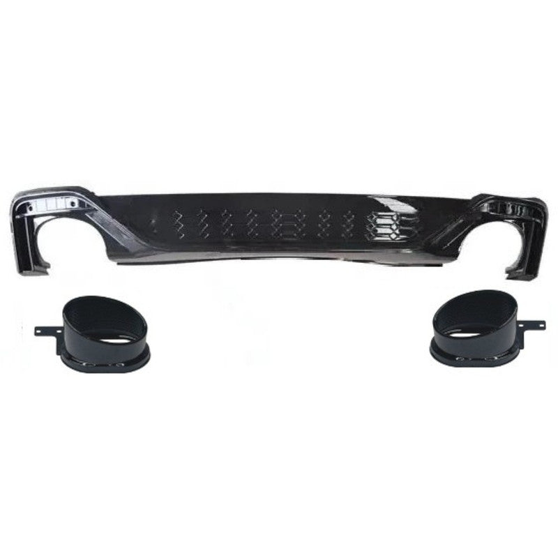 Car Craft Compatible With Audi A4 B9.5 2021+ Upgraded Facelift Convert To Rs4 Sport Bodykit Rear After Bumper Lip Diffuser Skirt Splitter With Exhaust Pipe Tip A4-049 Gc Glossy Black