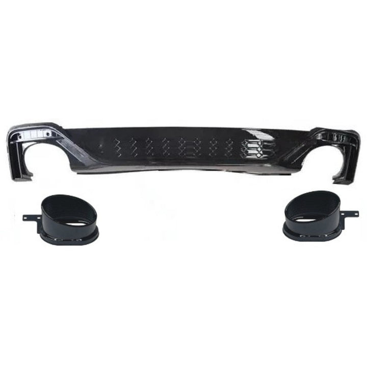 Car Craft Compatible With Audi A4 B9.5 2021+ Upgraded Facelift Convert To Rs4 Sport Bodykit Rear After Bumper Lip Diffuser Skirt Splitter With Exhaust Pipe Tip A4-051 Gc Carbon Fiber Look