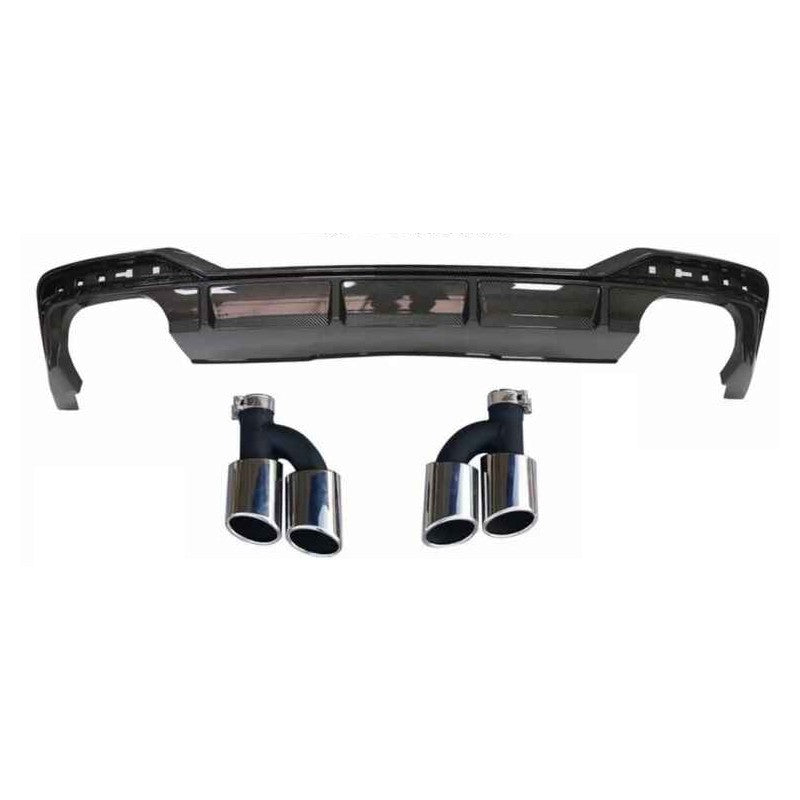 Car Craft Compatible With Audi A5 S5 Rs5 B9 2020-2022 Rs5 Bumper Rear Diffuser Lip Skirt Trim With Exhaust Pipe Tips Silver Chrome Dlw0801060404 Rsu - CAR CRAFT INDIA