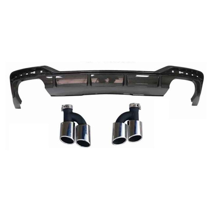 Car Craft Compatible With Audi A5 S5 Rs5 B9 2020-2022 Rs5 Bumper Rear Diffuser Lip Skirt Trim With Exhaust Pipe Tips Silver Chrome Dlw0801060404 Rsu - CAR CRAFT INDIA