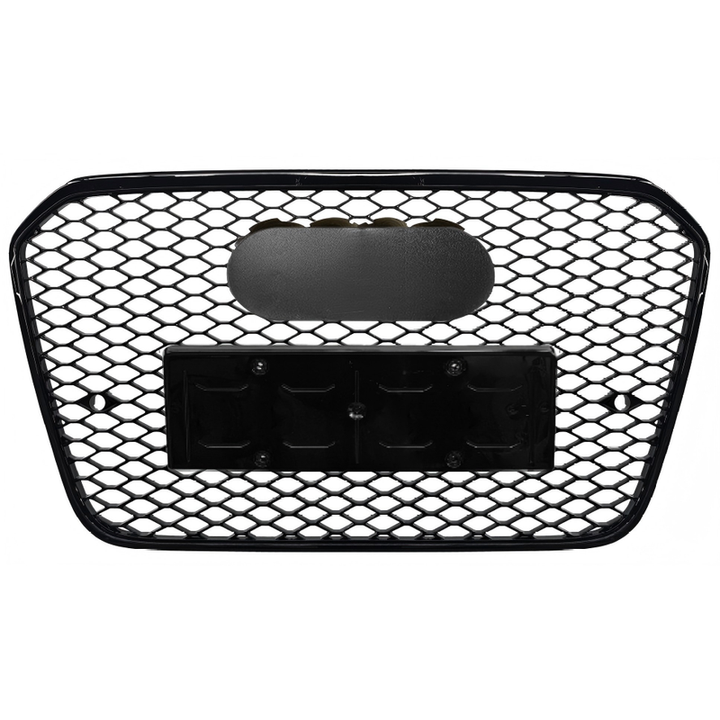 Car Craft Compatible With Audi A6 C7 2011-2015 Upgraded Front Bumper Show Grill Rs6 S6 Rs Sport Black Frame Black Mesh All Logo Silver License Plate Eu Version A6-002 Gc