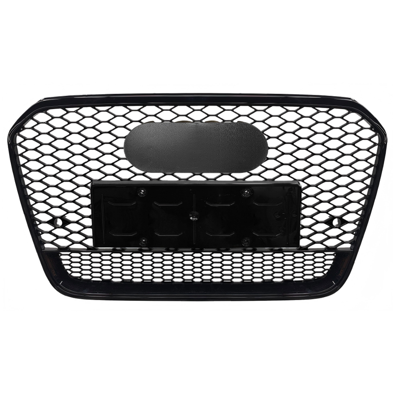 Car Craft Compatible With Audi A6 C7 2011-2015 Upgraded Front Bumper Show Grill Rs6 S6 Rs Sport Black Frame Black Mesh All Logo Silver License Plate Eu Version A6-004 Gc
