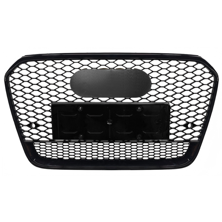 Car Craft Compatible With Audi A6 C7 2011-2015 Upgraded Front Bumper Show Grill Rs6 S6 Rs Sport Black Frame Black Mesh All Logo Silver License Plate Eu Version A6-004 Gc