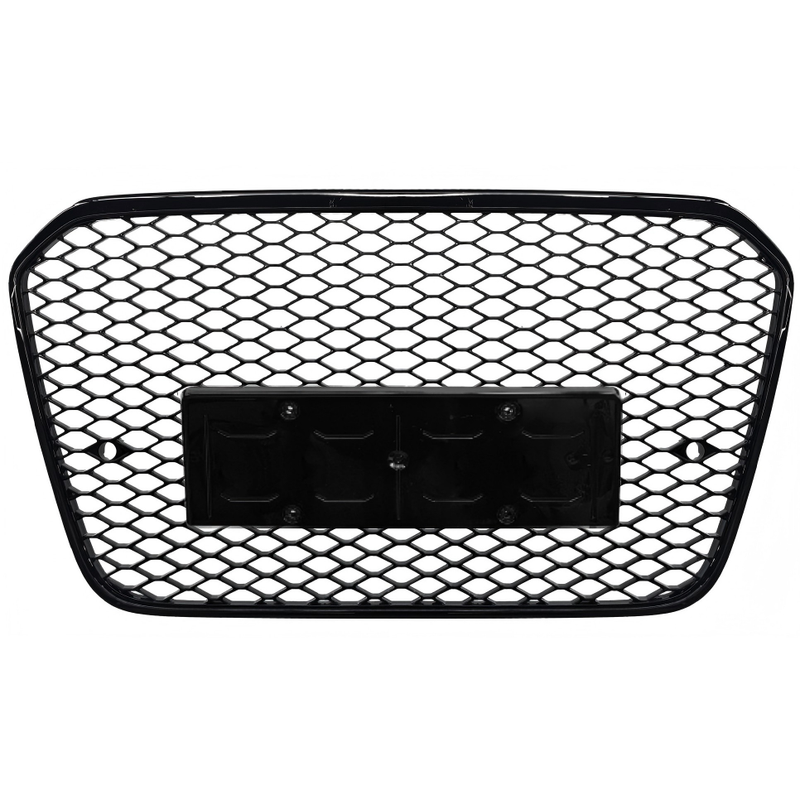 Car Craft Compatible With Audi A6 C7 2011-2015 Upgraded Front Bumper Show Grill Rs6 S6 Rs Sport Black Frame Black Mesh No Logo License Plate Eu Version A6-006 Gc