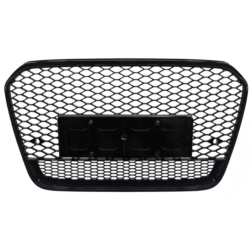 Car Craft Compatible With Audi A6 C7 2011-2015 Upgraded Front Bumper Show Grill Rs6 S6 Rs Sport Black Frame Black Mesh No Logo License Plate Eu Version A6-008 Gc