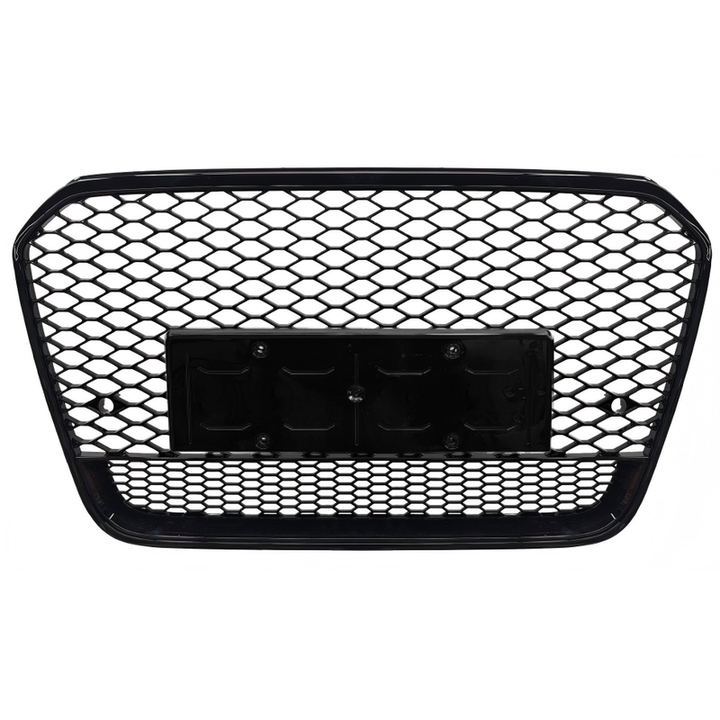 Car Craft Compatible With Audi A6 C7 2011-2015 Upgraded Front Bumper Show Grill Rs6 S6 Rs Sport Black Frame Black Mesh No Logo License Plate Eu Version A6-008 Gc