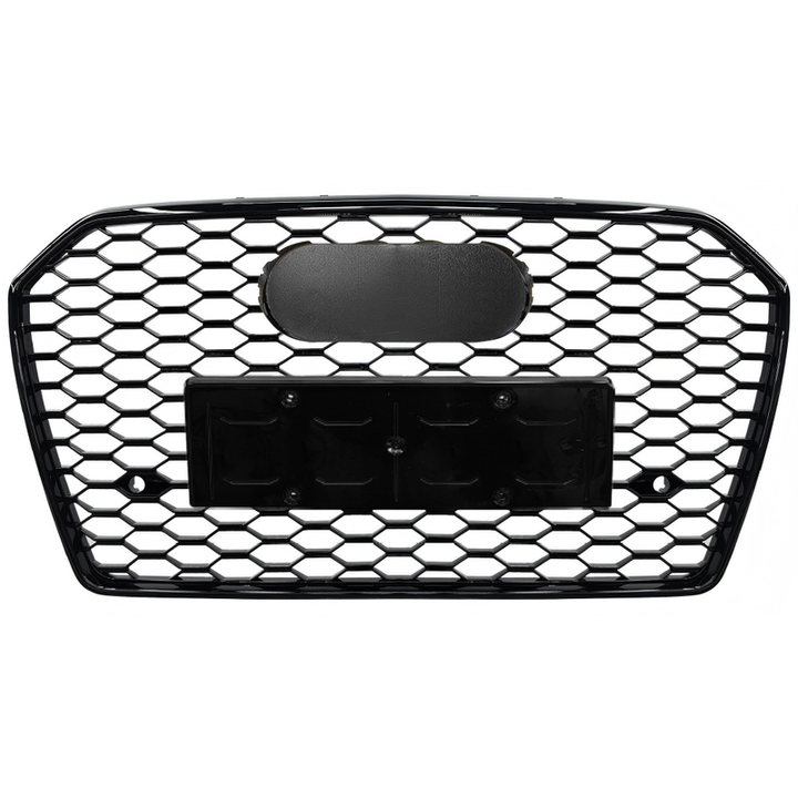 Car Craft Compatible With Audi A6 C7.5 2016-2018 Upgraded Front Bumper Show Grill Rs6 S6 Rs Sport Black Frame Black Mesh All Logo Silver License Plate Eu Version A6-010 Gc