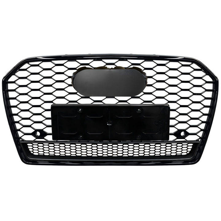 Car Craft Compatible With Audi A6 C7.5 2016-2018 Upgraded Front Bumper Show Grill Rs6 S6 Rs Sport Black Frame Black Mesh All Logo Silver License Plate Eu Version A6-012 Gc