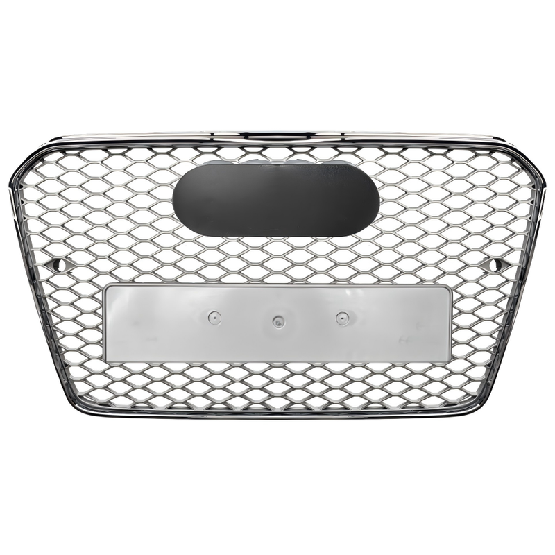 Car Craft Compatible With Audi A6 C7 2011-2015 Upgraded Front Bumper Show Grill Rs6 S6 Rs Sport Silver Frame Silver Mesh All Logo Silver License Plate Eu Version A6-110 Gc