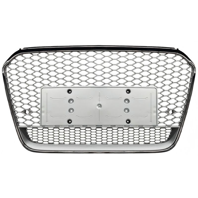 Car Craft Compatible With Audi A6 C7 2011-2015 Upgraded Front Bumper Show Grill Rs6 S6 Rs Sport Silver Frame Silver Mesh No Logo License Plate Eu Version A6-113 Gc