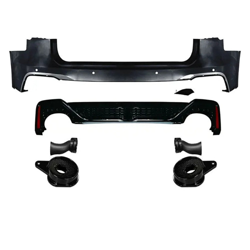 Car Craft Compatible With Audi A6 C8 2019-2024 Upgrade Facelift Convert To Rs6 Bodykit Rear Bumper Trim Skirt Exhaust Pipe Tip After Rear Lip Diffuser Rsu