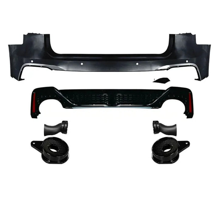 Car Craft Compatible With Audi A6 C8 2019-2024 Upgrade Facelift Convert To Rs6 Bodykit Rear Bumper Trim Skirt Exhaust Pipe Tip After Rear Lip Diffuser Rsu