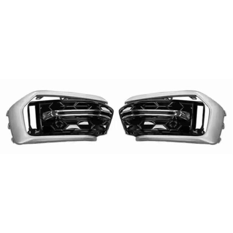 Car Craft Compatible With Audi A6 S6 Rs6 C8 2019-2023 Front Rs6 Sport Bumper Upgraded Fog Lamp Light Gril Cover Mesh Trim Silver Chorme - CAR CRAFT INDIA