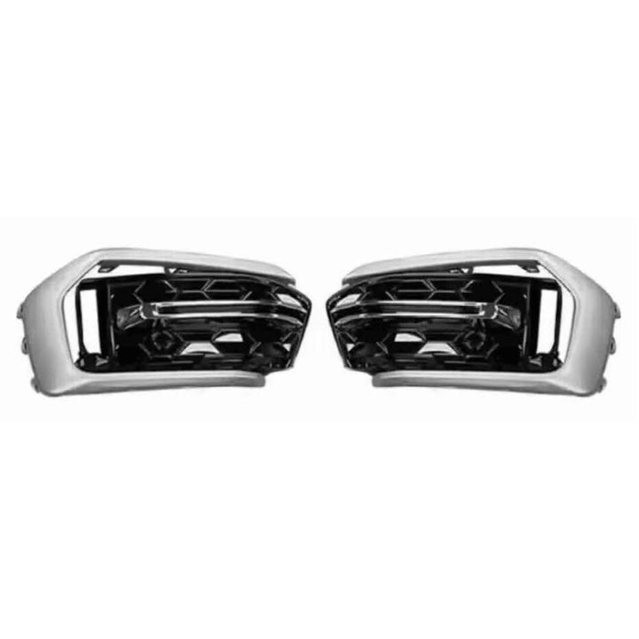 Car Craft Compatible With Audi A6 S6 Rs6 C8 2019-2023 Front Rs6 Sport Bumper Upgraded Fog Lamp Light Gril Cover Mesh Trim Silver Chorme - CAR CRAFT INDIA