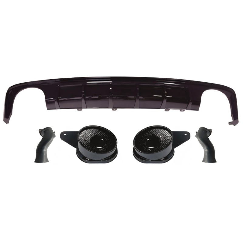 Car Craft Compatible With Audi A6 C8 2019-2025 Rs6 Bumper Rear After Lip Diffuser With Exhust Pipe Tip Glossy Black Diamond Stainless Steel A6-063 Gc
