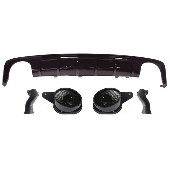 Car Craft Compatible With Audi A6 C8 2019-2025 Rs6 Bumper Rear After Lip Diffuser With Exhust Pipe Tip Glossy Black Diamond Stainless Steel A6-063 Gc
