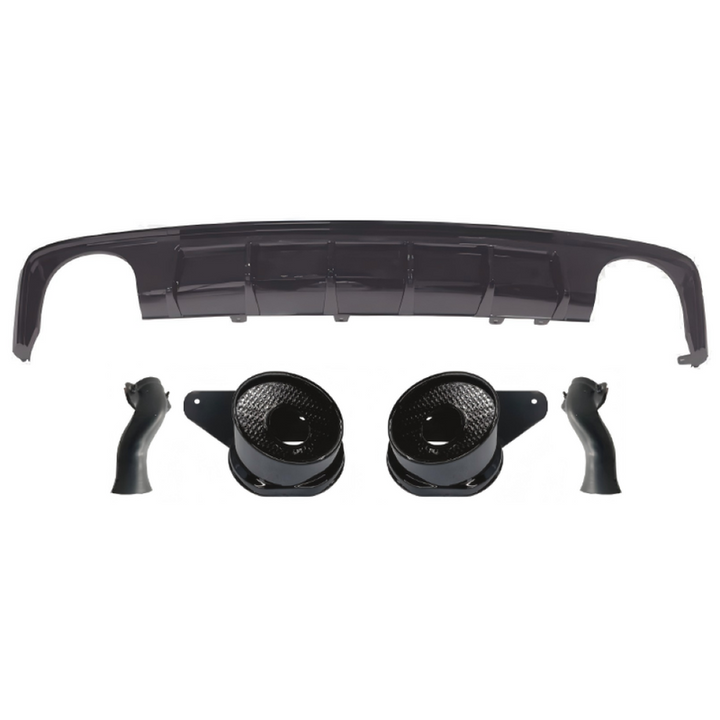 Car Craft Compatible With Audi A6 C8 2019-2025 Rs6 Bumper Rear After Lip Diffuser With Exhust Pipe Tip Matte Black Diamond Stainless Steel A6-064 Gc