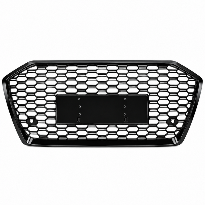 Car Craft Compatible With Audi A6 C8 2019-2025 Upgraded Front Bumper Show Grill Rs6 S6 Rs Sport Black Frame Black Mesh No Logo License Plate Eu Version A6-023 Gc CC-11303