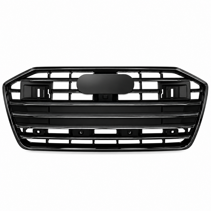 Car Craft Compatible With Audi A6 C8 2019-2025 Upgraded Front Bumper Show Grill Rs6 S6 Rs Sport Electroplating Frame Silver Strip With Acc All Logo Silver License Plate Eu Version A6-024 Gc CC-11306