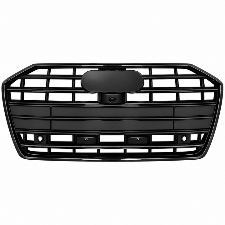Car Craft Compatible With Audi A6 C8 2019-2025 Upgraded Front Bumper Show Grill Rs6 S6 Rs Sport Matte Black Frame Black Strip All Logo Silver License Plate Eu Version A6-030 Gc CC-11311