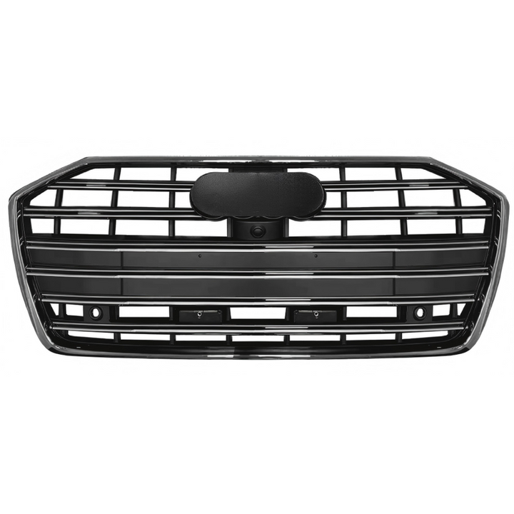 Car Craft Compatible With Audi A6 C8 2019-2025 Upgraded Front Bumper Show Grill Rs6 S6 Rs Sport Electroplating Frame Silver Strip All Logo Silver License Plate Eu Version A6-126 Gc CC-11309