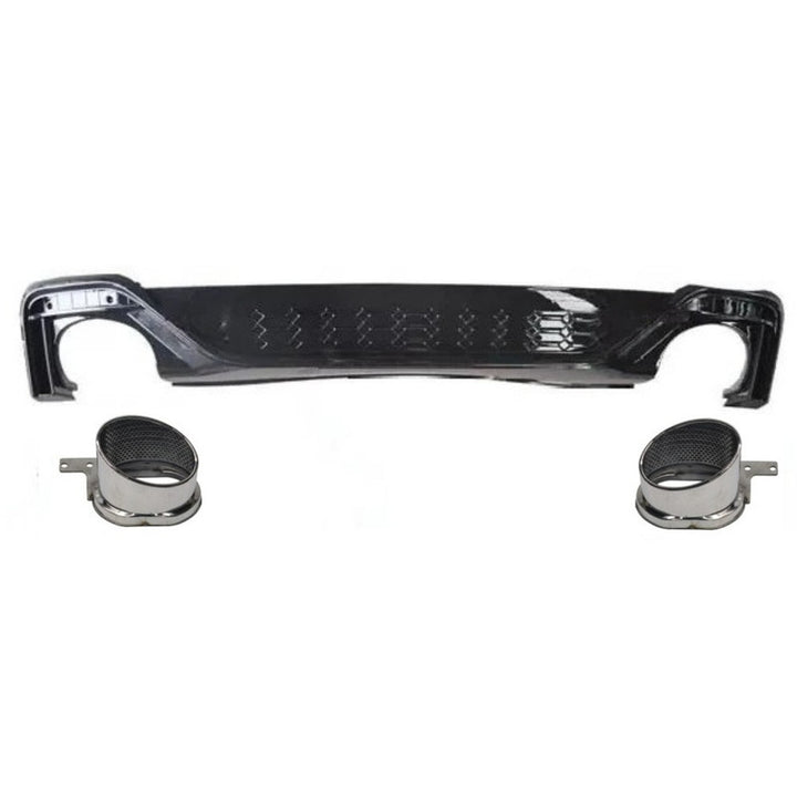 Car Craft Compatible With Audi A4 B9.5 2021+ Upgraded Facelift Convert To Rs4 Sport Bodykit Rear After Bumper Lip Diffuser Skirt Splitter With Exhaust Pipe Tip A4-052 Gc Silver Tip