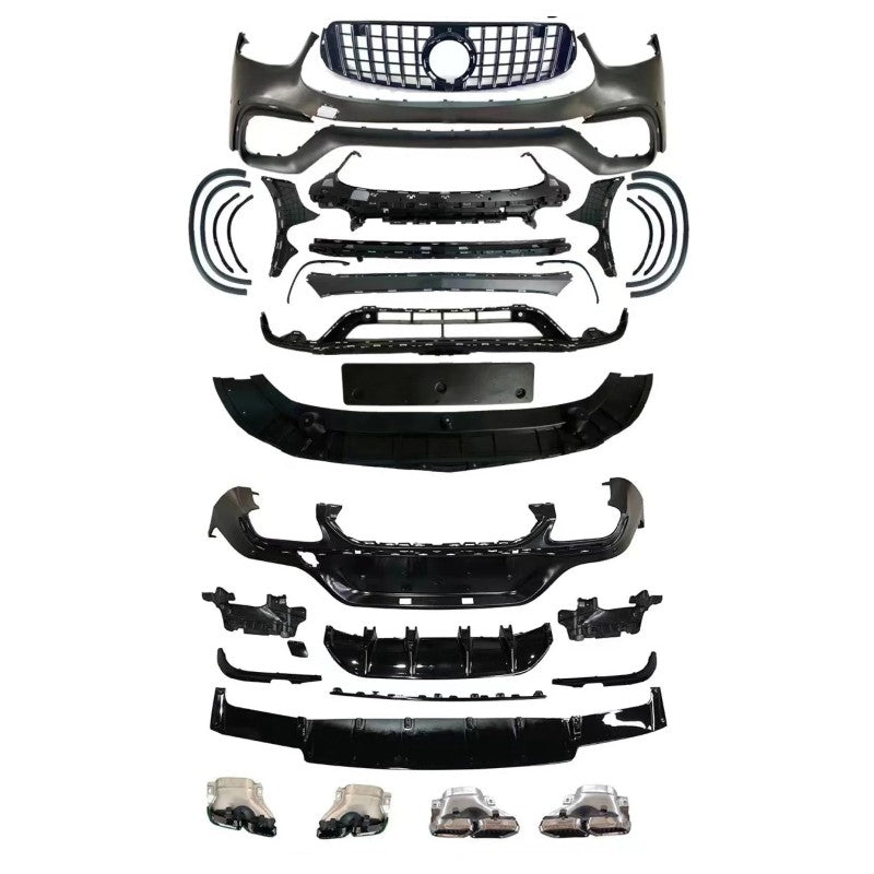 Car Craft Compatible With Mercedes Benz Glc Coupe C253 C253 W253 Lci 2020-2023 Upgrade Conversion Amg Bodykit Bumper Front Grill Lip Splitter Skirts Wheel Arch - CAR CRAFT INDIA