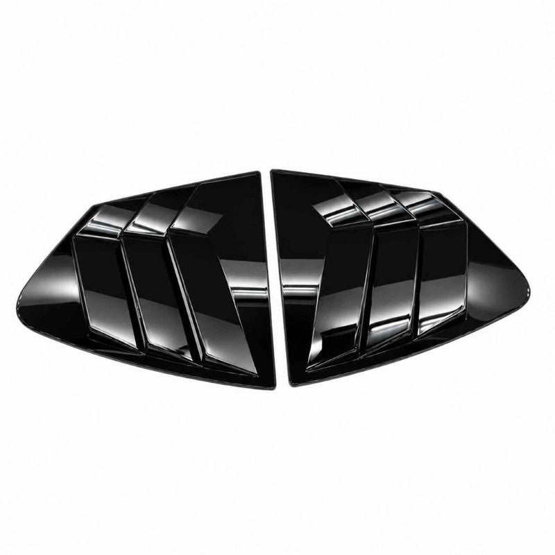 Car Craft Compatible With Honda City 2009-2013 Car Rear Window Shutter Cover Louver Side Vent Trim Triangle Glossy Black