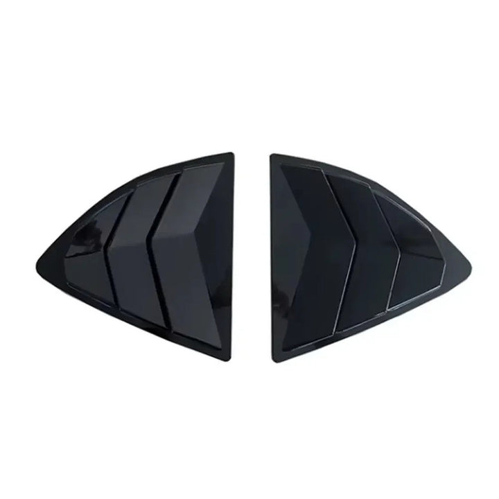 Car Craft Compatible With Honda City 2020-2024 Car Rear Window Shutter Cover Louver Side Vent Trim Triangle Glossy Black