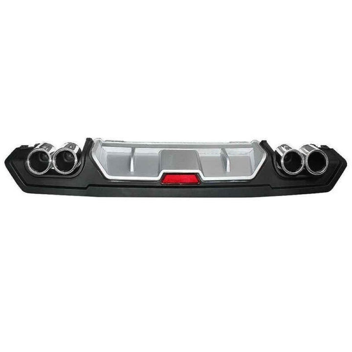 Car Craft Compatible With Honda Civic 2016-20219 Rear After Bumper Lip Diffuser Skirt Splitter Trim F1 Led Light Black Silver Model B