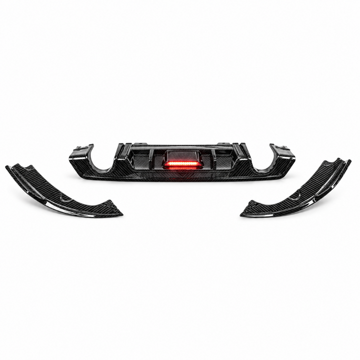 Car Craft Compatible With Honda Civic 2016-20219 Rear After Bumper Lip Diffuser Skirt Splitter Trim F1 Led Light Carbon Fiber Look Model D