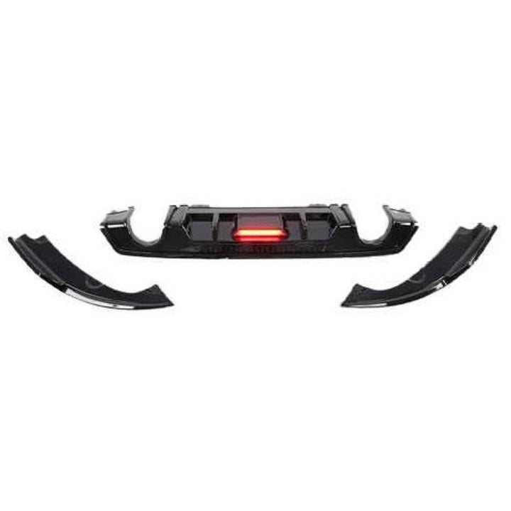 Car Craft Compatible With Honda Civic 2016-20219 Rear After Bumper Lip Diffuser Skirt Splitter Trim F1 Led Light Glossy Black Model D