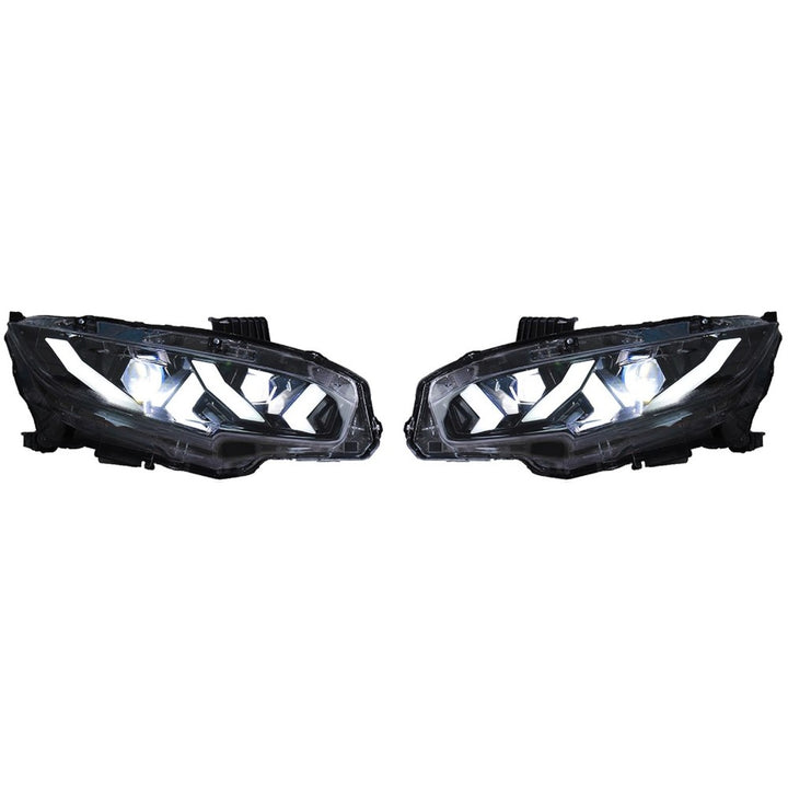 Car Craft Compatible With Honda Civic 10th Gen 2016-2020 Car Front Upgraded Head Light Headlight Lamp Xenon Taillight Retrofit Upgrade Modified Led Drl Hid Matrix Style