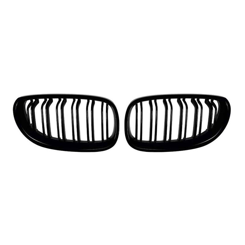 Car Craft Compatible With Bmw 5 Series E60 2004-2009 Front Bumper Show Mesh Grill Dual Bar Line Zst-1427 Gb Dual Glossy Black - CAR CRAFT INDIA