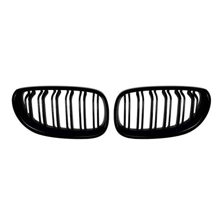 Car Craft Compatible With Bmw 5 Series E60 2004-2009 Front Bumper Show Mesh Grill Dual Bar Line Zst-1427 Gb Dual Glossy Black - CAR CRAFT INDIA